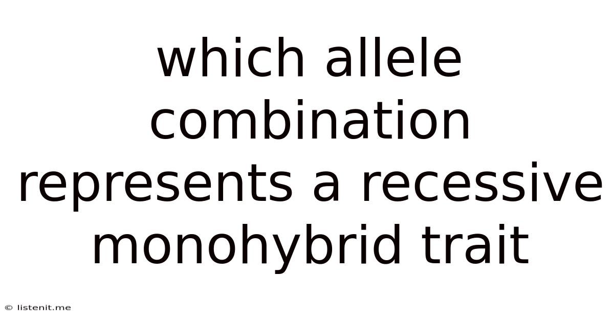 Which Allele Combination Represents A Recessive Monohybrid Trait