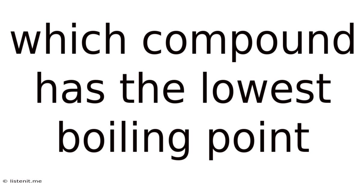 Which Compound Has The Lowest Boiling Point