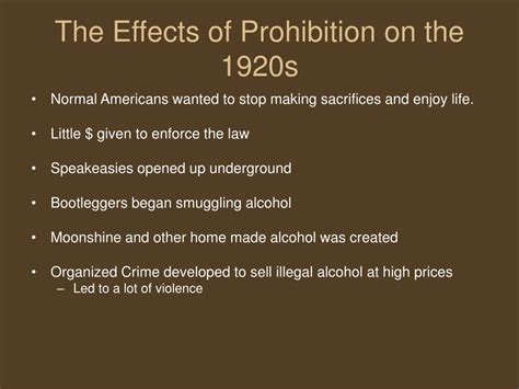 Which Describes An Effect Of Prohibition