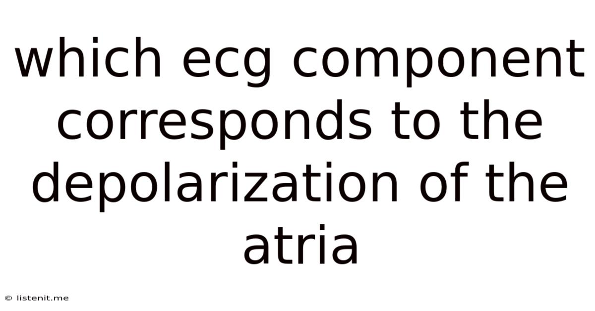 Which Ecg Component Corresponds To The Depolarization Of The Atria