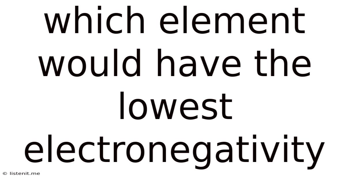 Which Element Would Have The Lowest Electronegativity
