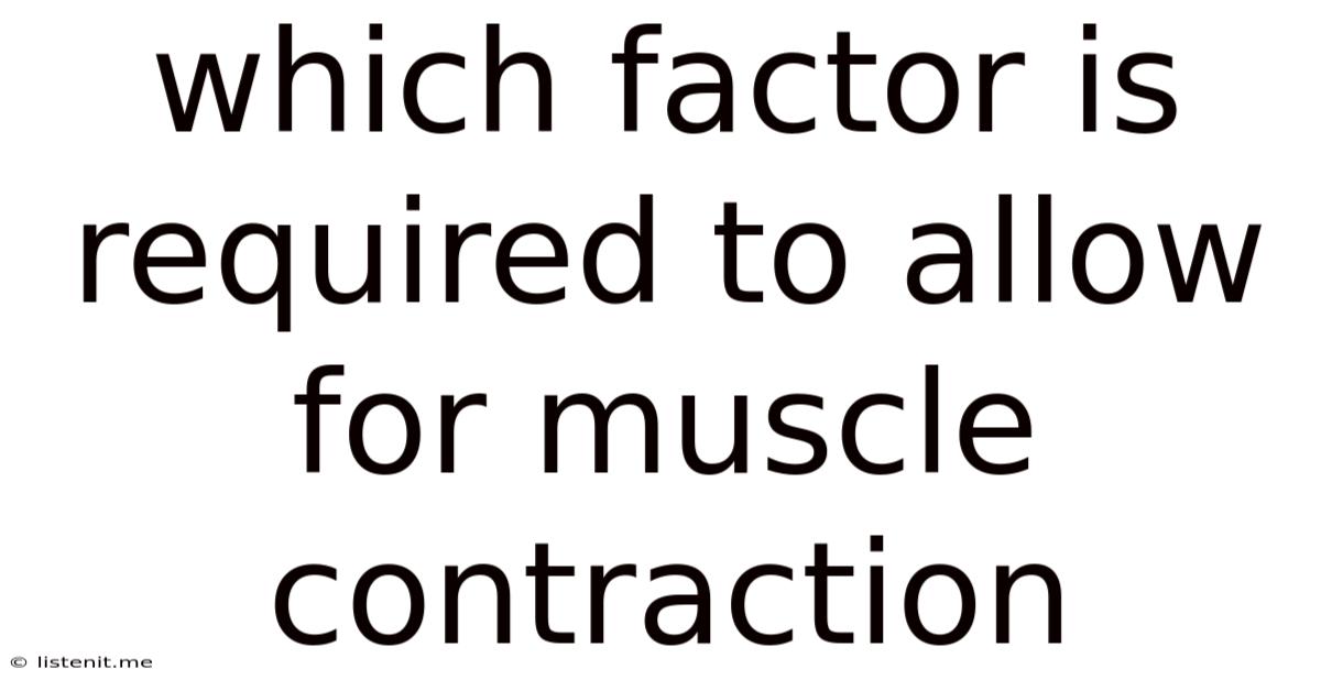 Which Factor Is Required To Allow For Muscle Contraction