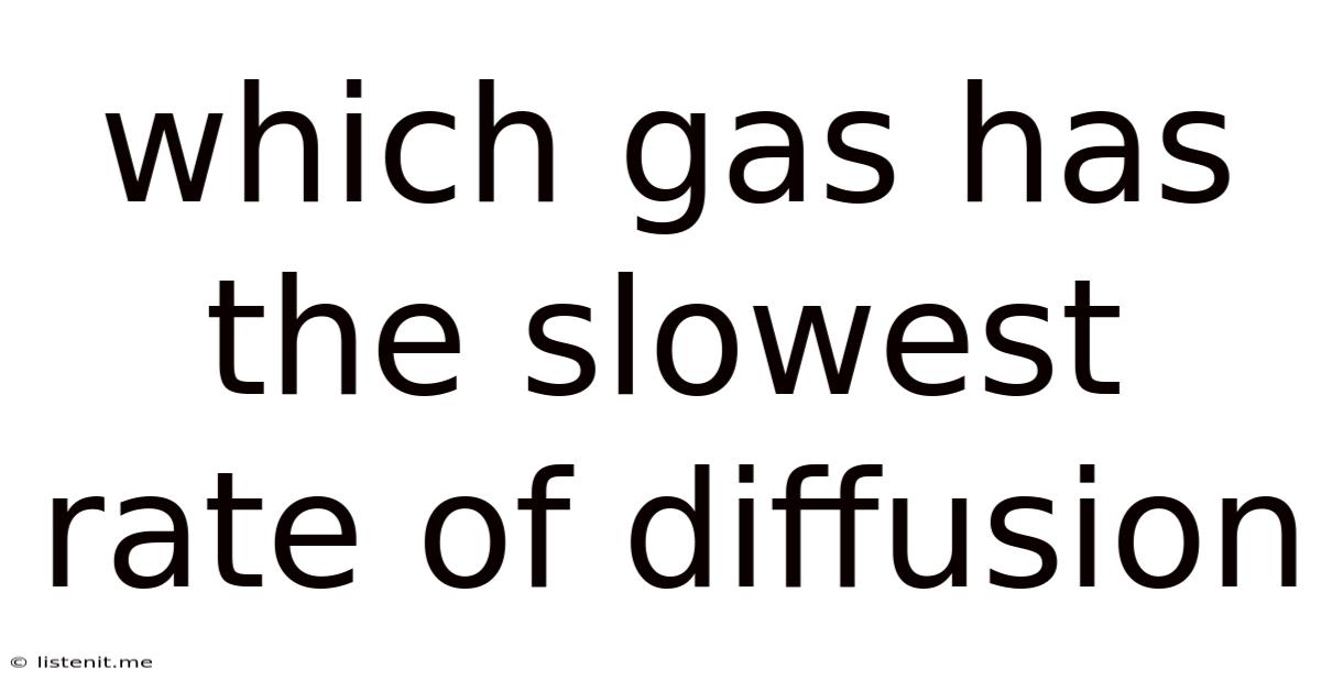 Which Gas Has The Slowest Rate Of Diffusion