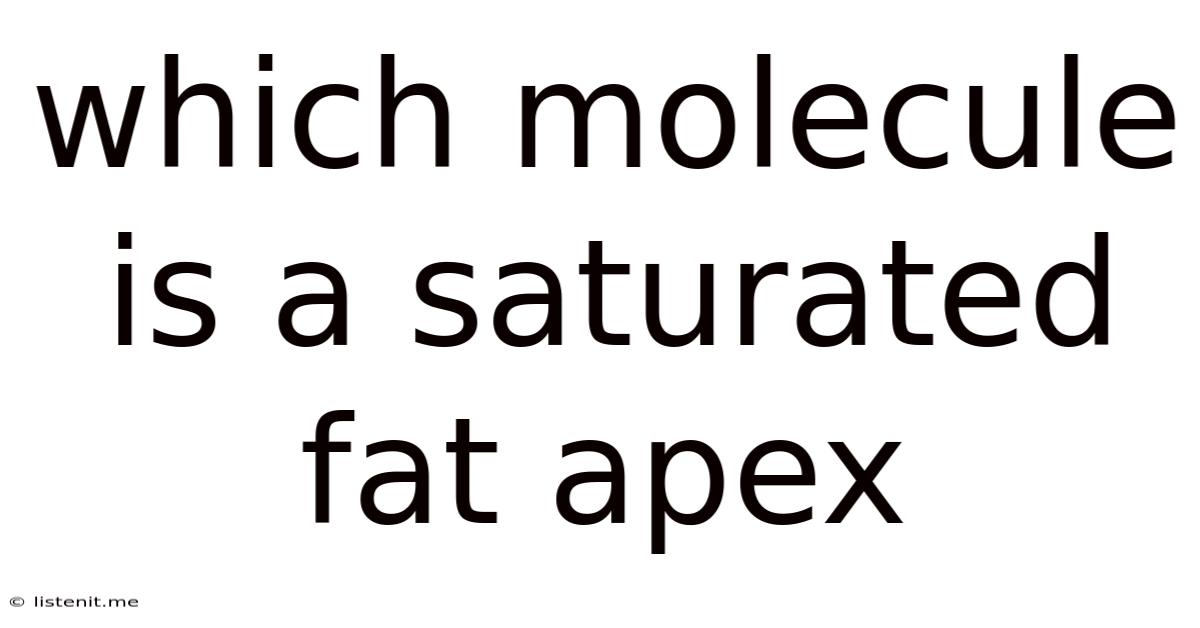 Which Molecule Is A Saturated Fat Apex