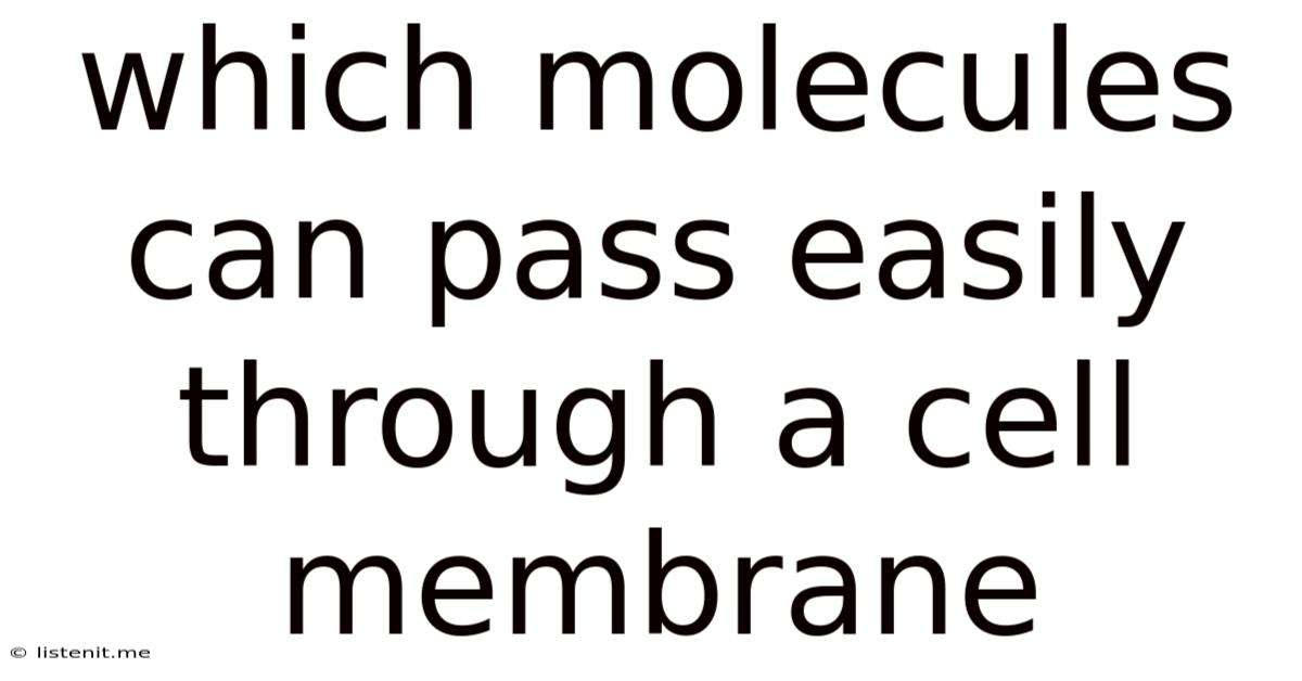 Which Molecules Can Pass Easily Through A Cell Membrane