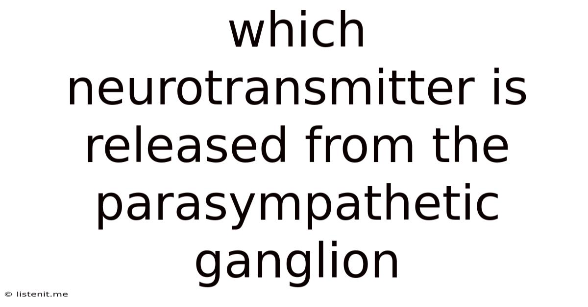 Which Neurotransmitter Is Released From The Parasympathetic Ganglion