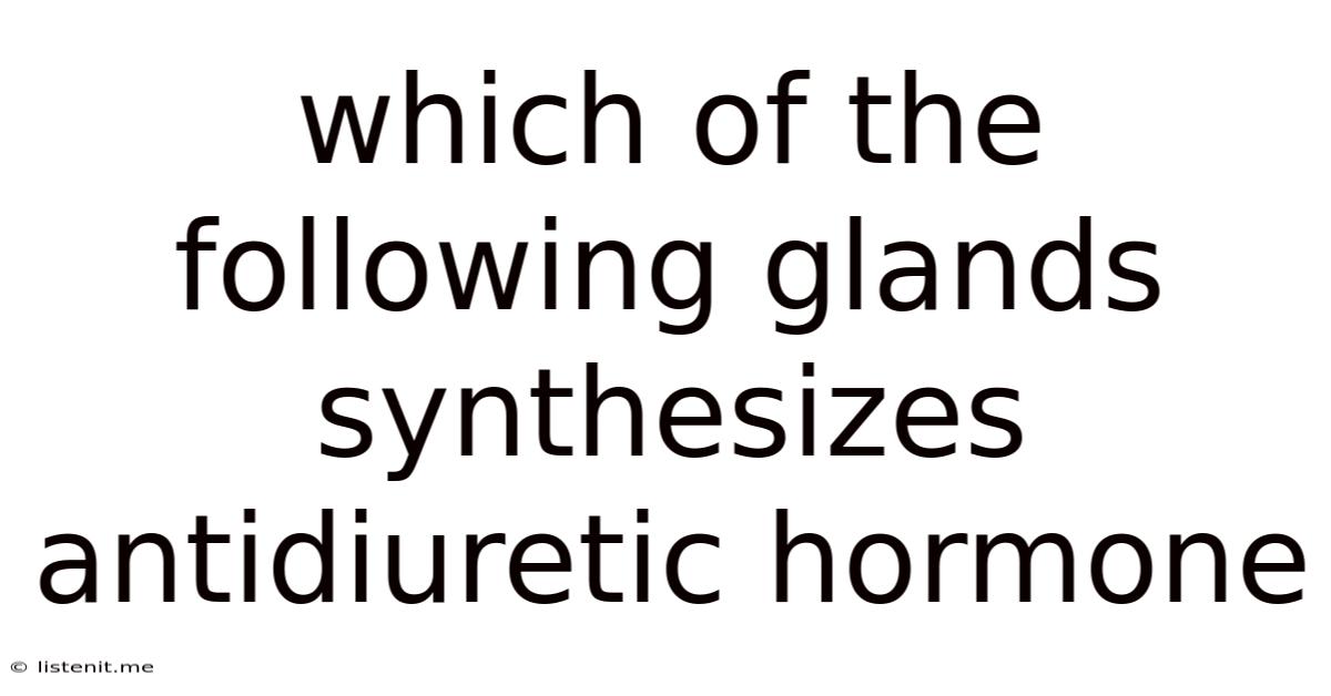 Which Of The Following Glands Synthesizes Antidiuretic Hormone