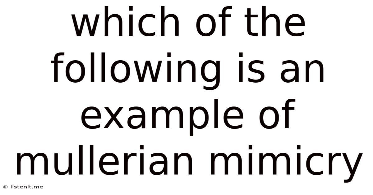 Which Of The Following Is An Example Of Mullerian Mimicry