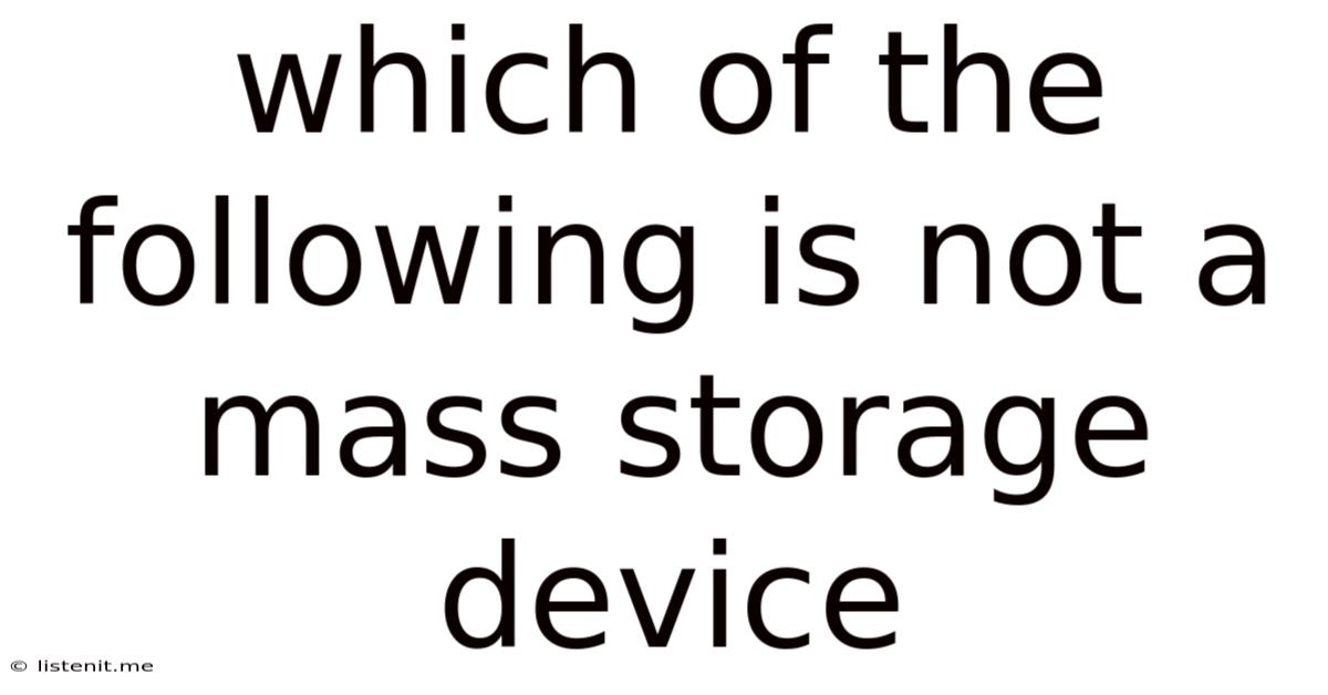 Which Of The Following Is Not A Mass Storage Device