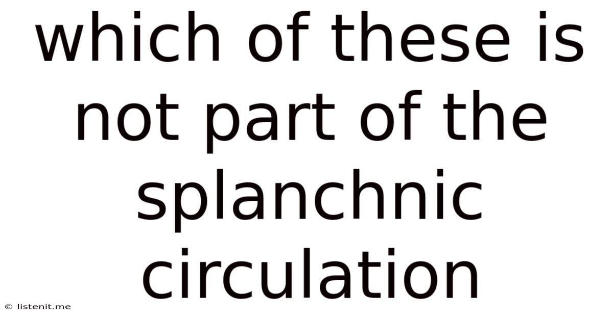 Which Of These Is Not Part Of The Splanchnic Circulation