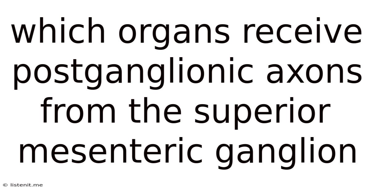 Which Organs Receive Postganglionic Axons From The Superior Mesenteric Ganglion