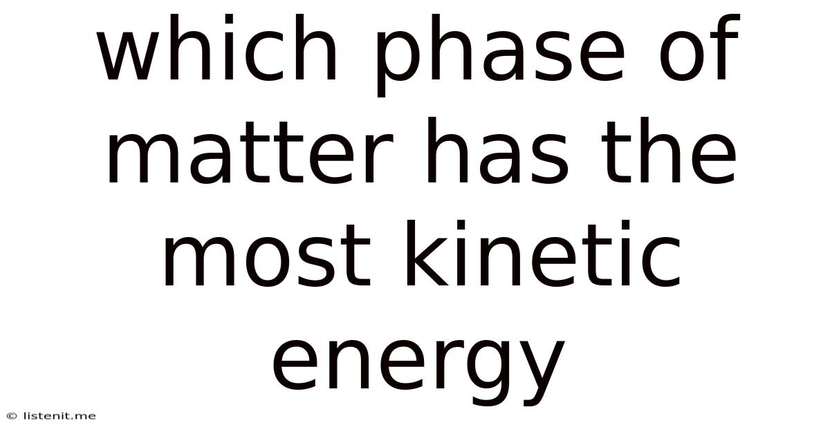 Which Phase Of Matter Has The Most Kinetic Energy