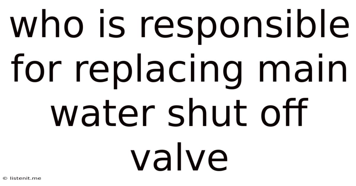 Who Is Responsible For Replacing Main Water Shut Off Valve