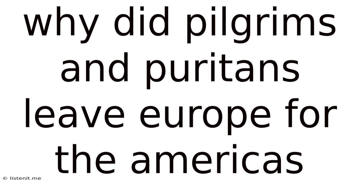 Why Did Pilgrims And Puritans Leave Europe For The Americas