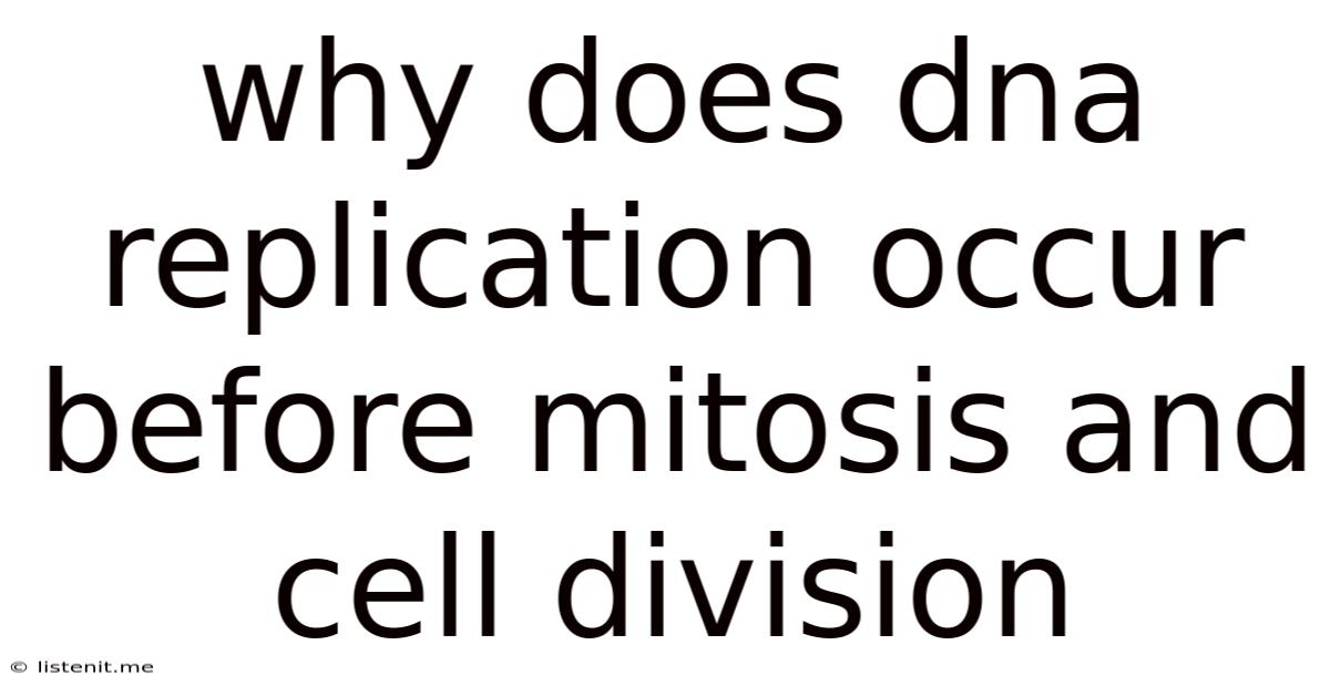 Why Does Dna Replication Occur Before Mitosis And Cell Division