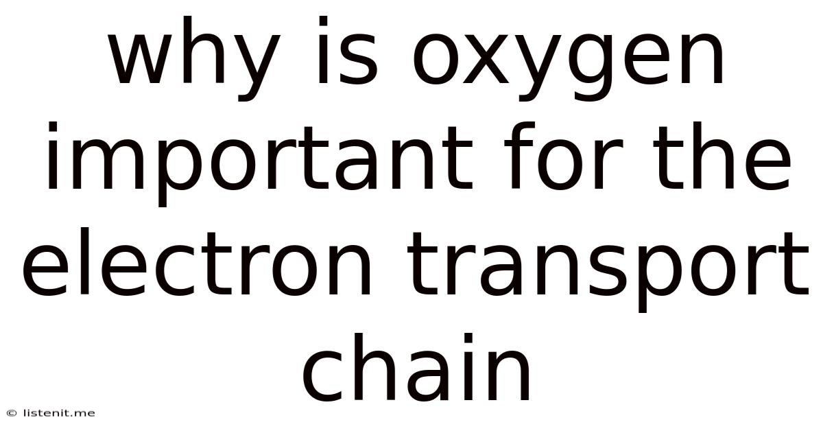Why Is Oxygen Important For The Electron Transport Chain
