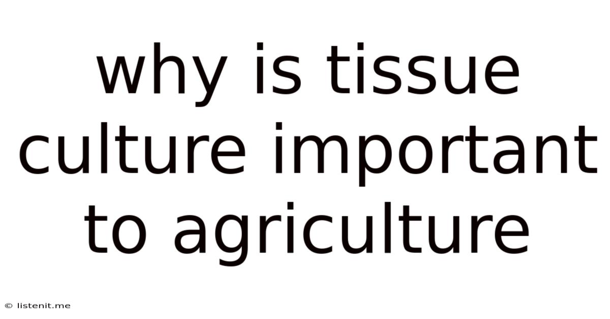 Why Is Tissue Culture Important To Agriculture