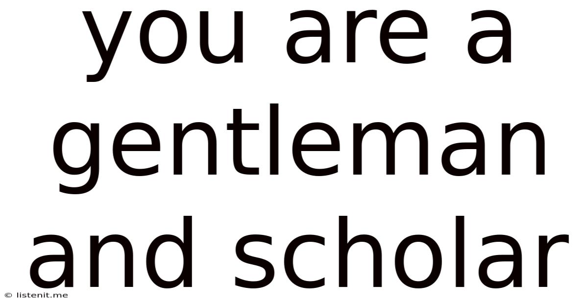 You Are A Gentleman And Scholar