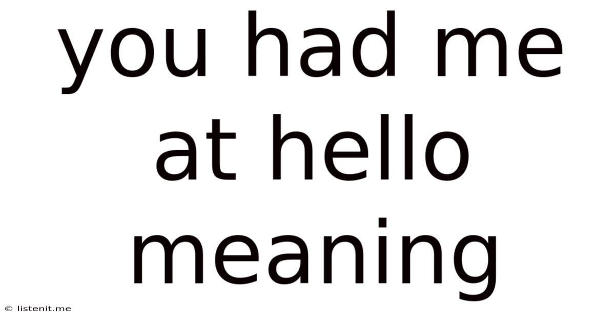 You Had Me At Hello Meaning